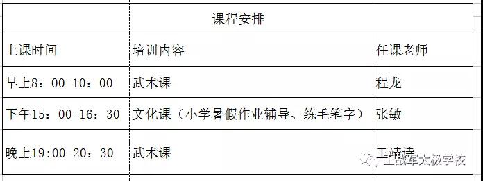 2018年王战军太极学校暑假班火热招募中