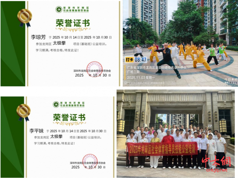 深圳市龙岗区坂田街道陈式太极拳培训班圆满举办